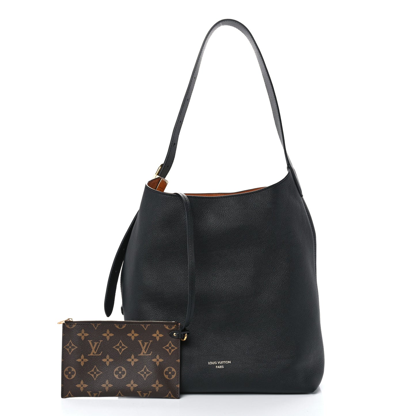 Grained Calfskin Low Key Hobo MM Black
