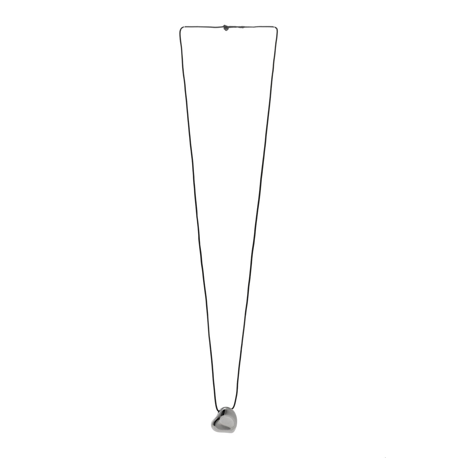Tiffany Ruthenium 26mm Elsa Peretti Full Heart Pendant Cord Necklace Black 3 of 4