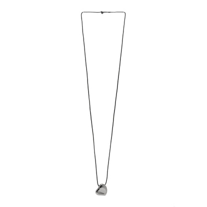 Tiffany Ruthenium 26mm Elsa Peretti Full Heart Pendant Cord Necklace Black 3 of 4