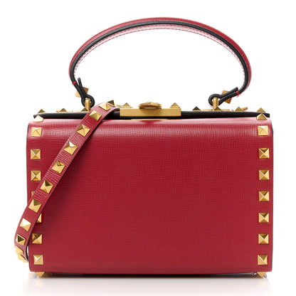 Valentino Garavani Grainy Calfskin Rockstud Alcove Box Top-Handle Bag Rouge Pur 1 of 11