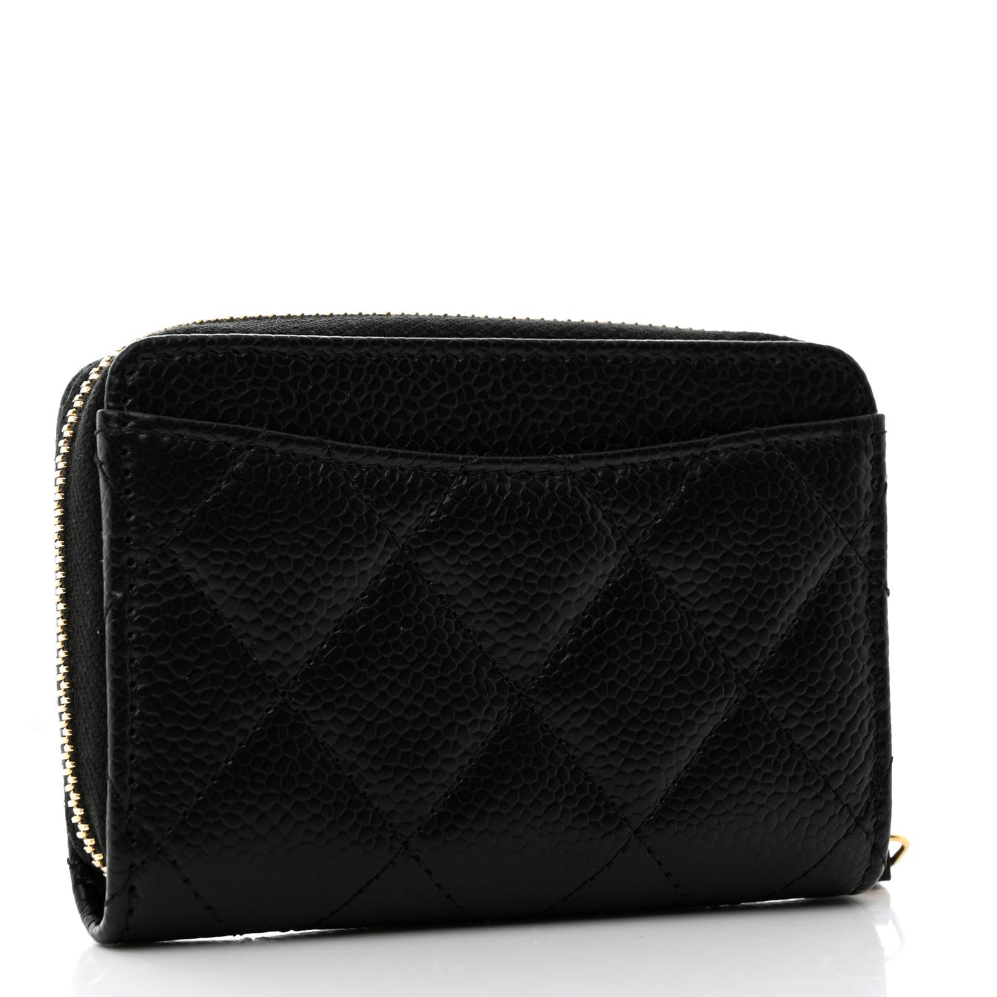 Caviar Quilted Zip Coin Purse Black