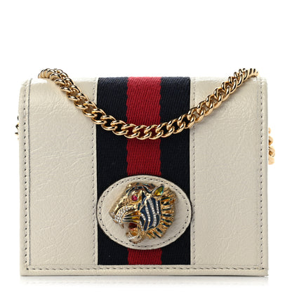 Gucci Calfskin Web Rajah Chain Card Case Wallet White 1 of 8