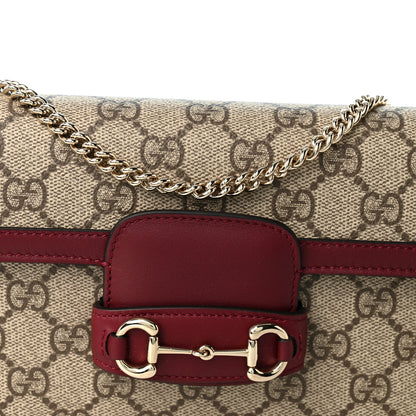 Gucci GG Supreme Monogram Azalea Calfskin Horsebit 1955 Mini Bag Beige Ebony Rosso Ancora 9 of 12