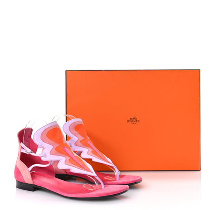 Hermes Chevre Velours Garden Sandals 38.5 Multicolor Rose Vinicunca 10 of 10