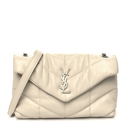 Saint Laurent Lambskin Quilted Toy Loulou Puffer Monogram Chain Satchel Crema Soft 1 of 12