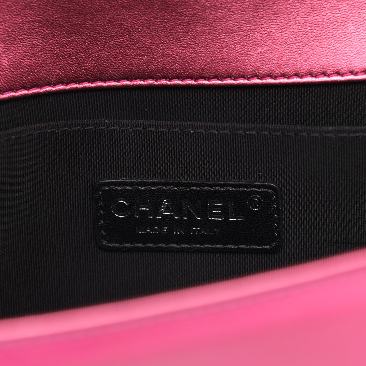 Metallic Patent Calfskin Quilted Medium Boy Flap Pink