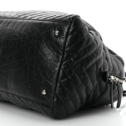 Chanel Aged Calfskin Chevron Large Soft Bowling Bag Black 12 of 17