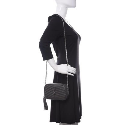 Saint Laurent Grain De Poudre Matelasse Monogram Mini Lou Camera Bag Dark Smog 2 of 9