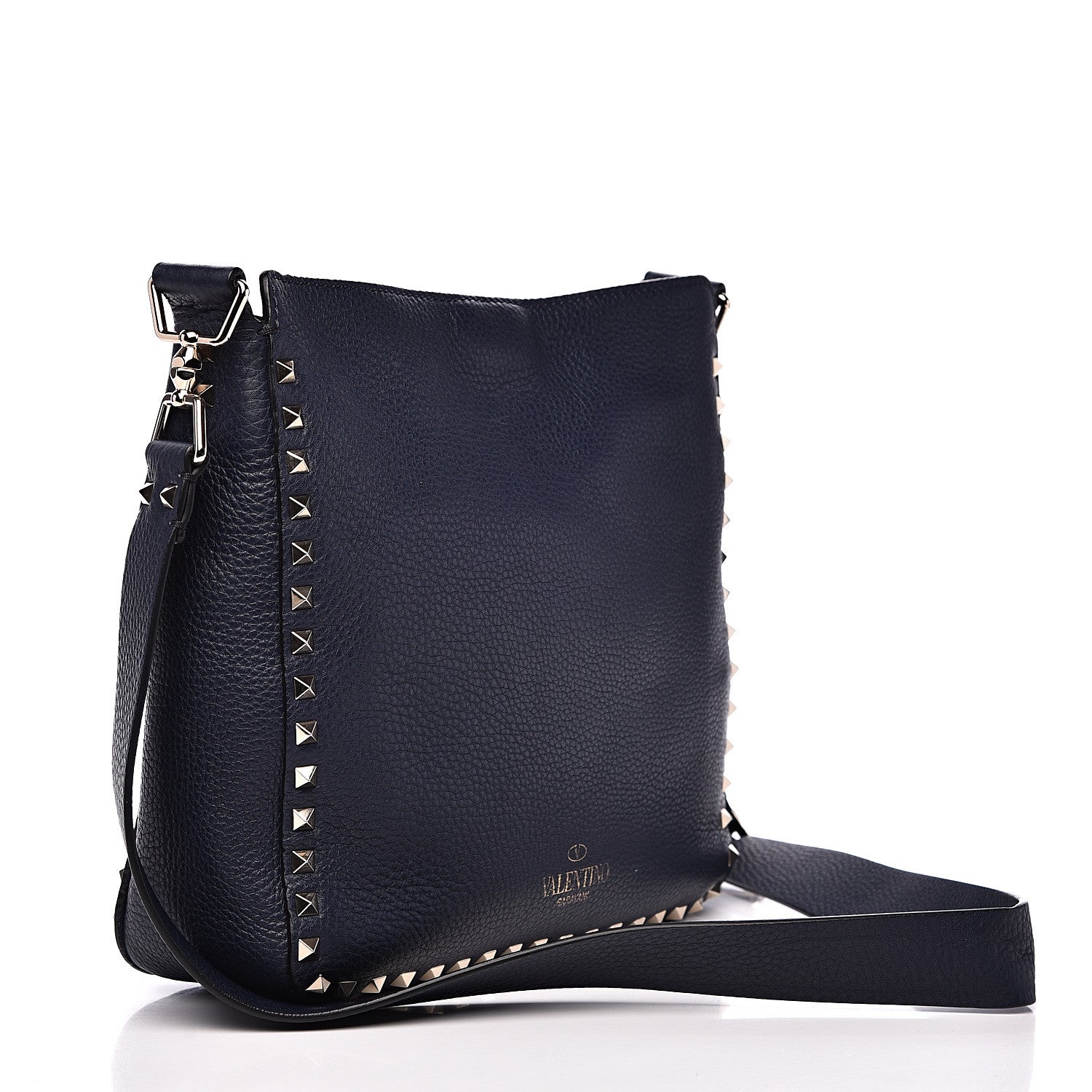 Valentino Garavani Pebbled Calfskin Small Rockstud Flip-Lock Messenger Bag Marine 2 of 8