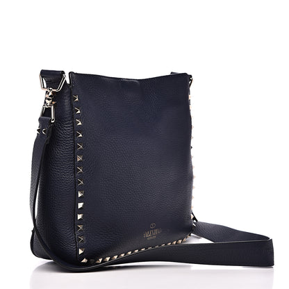 Valentino Garavani Pebbled Calfskin Small Rockstud Flip-Lock Messenger Bag Marine 2 of 8
