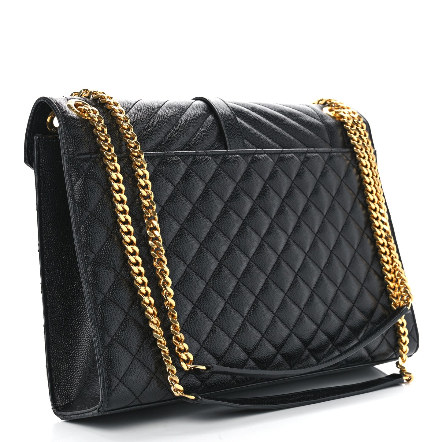 Grain De Poudre Textured Mixed Matelasse Large Triquilt Monogram Satchel Black