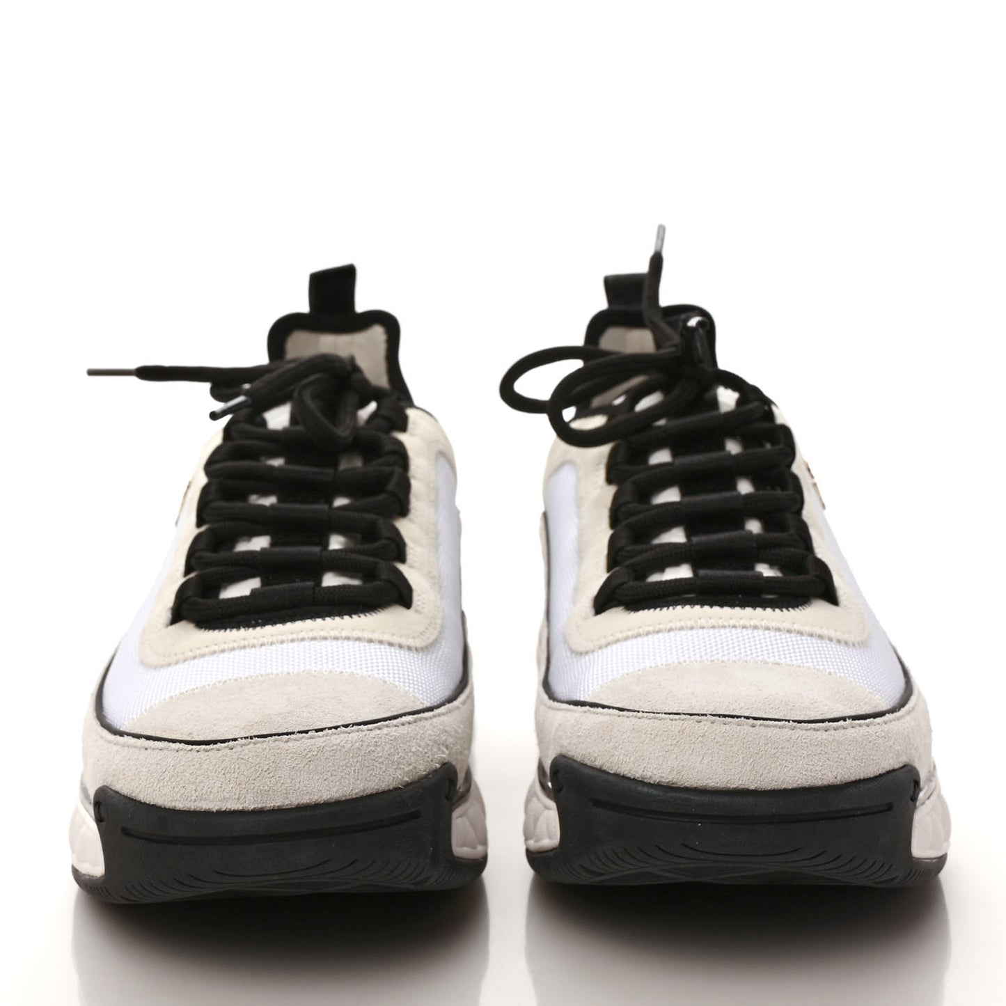 Velvet Calfskin Mixed Fibers CC Sneakers 41 Ivory Black