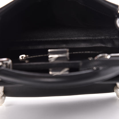 Fendi Vitello Seta Shiny Nappa Pearl Scallopped Studded Mini Peekaboo Iconic Satchel Black 5 of 13