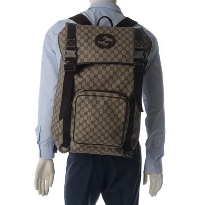 Gucci GG Supreme Monogram Large Interlocking G Double Buckle Backpack Dark Brown 2 of 6