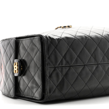 Chanel Shiny Crumpled Calfskin Quilted Medium Chanel 25 Handbag Black 10 of 11