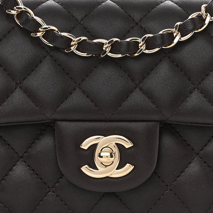Chanel Lambskin Quilted Mini Rectangular Flap Dark Brown 9 of 11