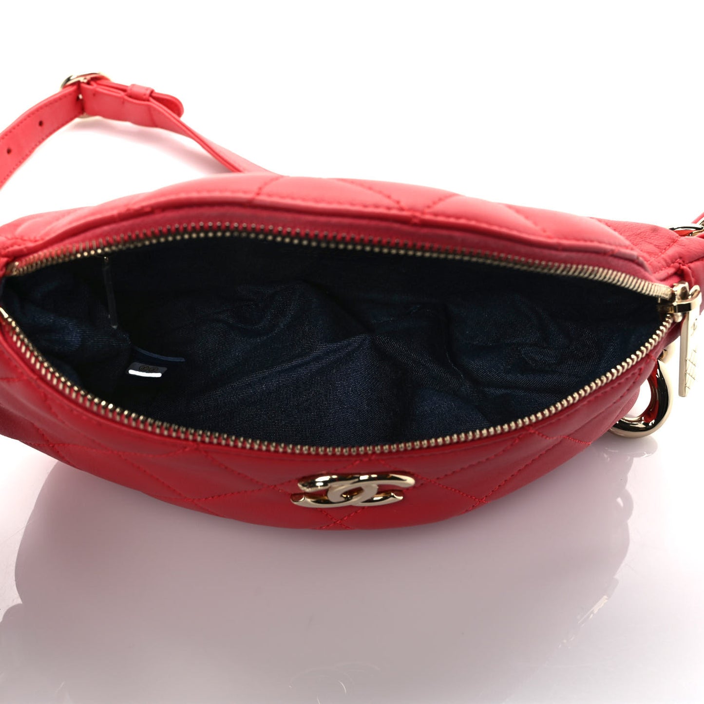 Lambskin Quilted Resin Bi-Color Waist Bag Fanny Pack Red