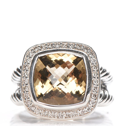 David Yurman Sterling Silver Diamond Champagne Citrine 11mm Albion Ring 49 5 1 of 5