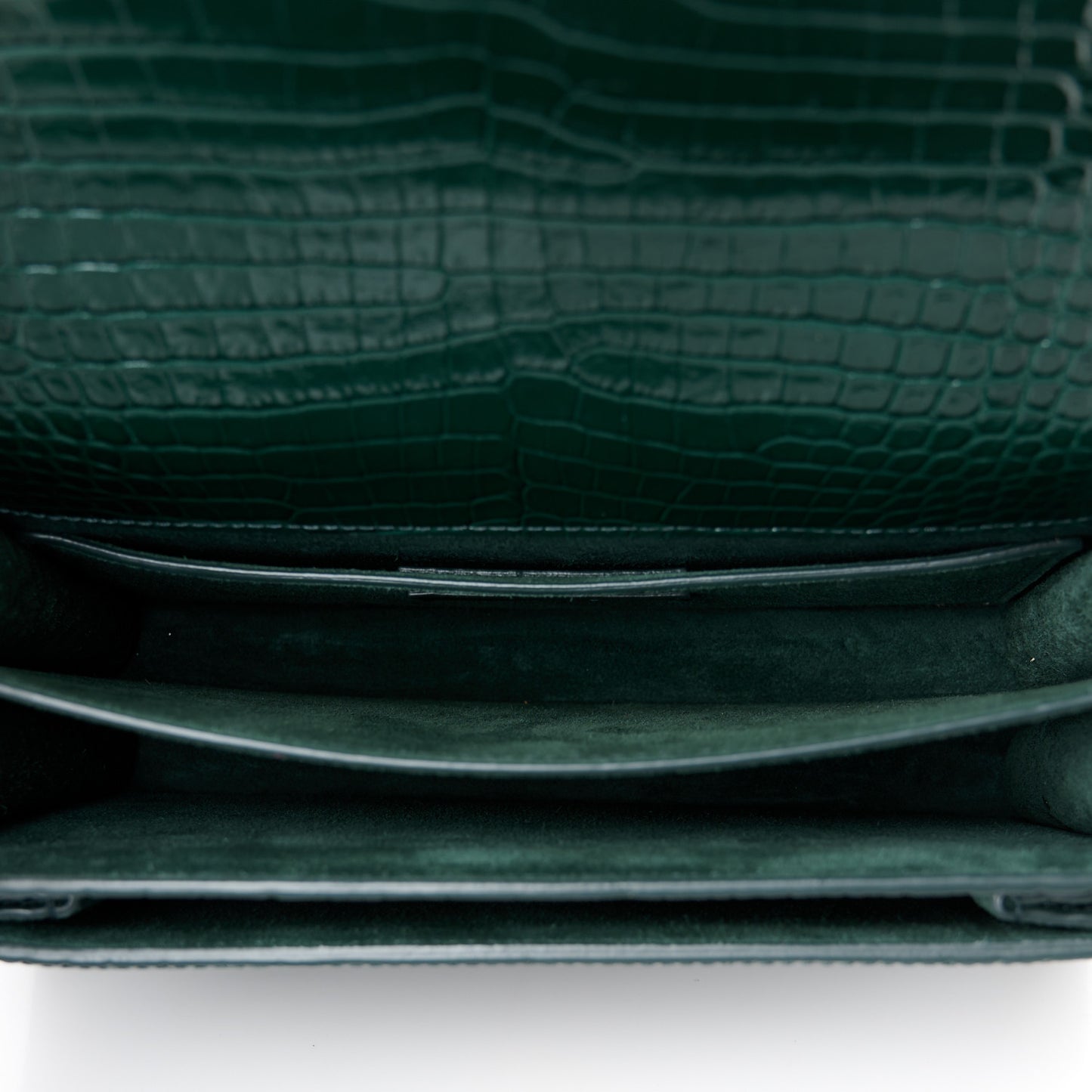 Calfskin Crocodile Embossed Medium Monogram Sunset Dark Green