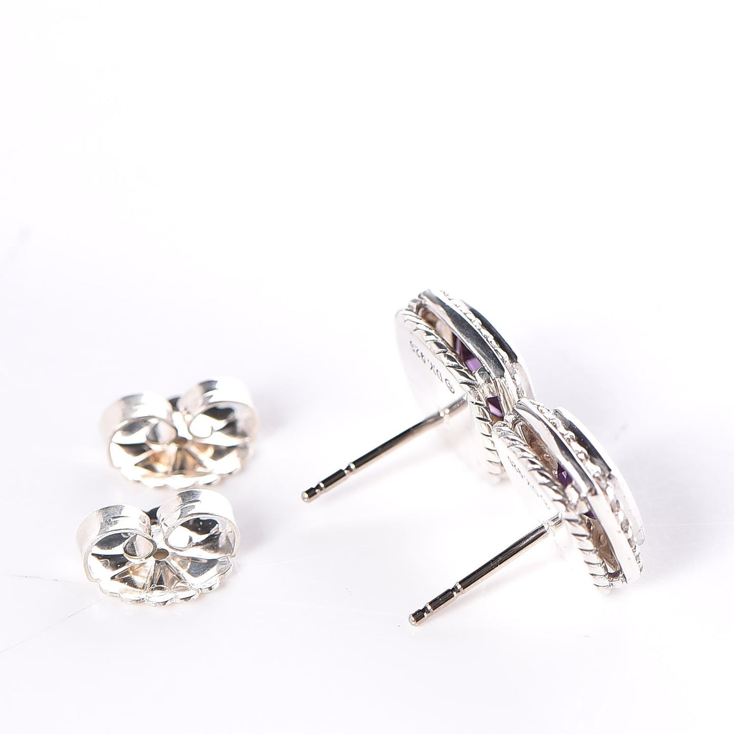 Sterling Silver Diamond Amethyst 7mm Albion Earrings
