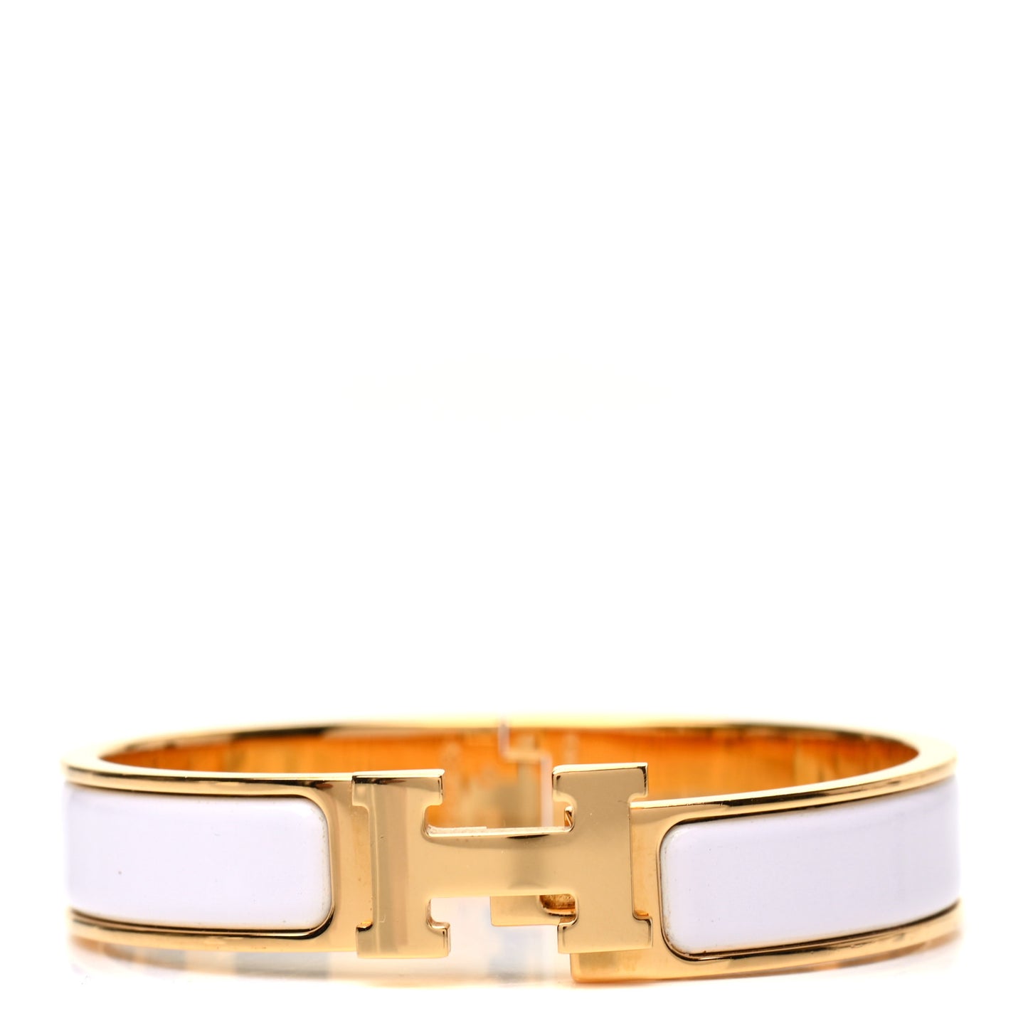 Enamel Narrow Clic Clac H Bracelet PM White