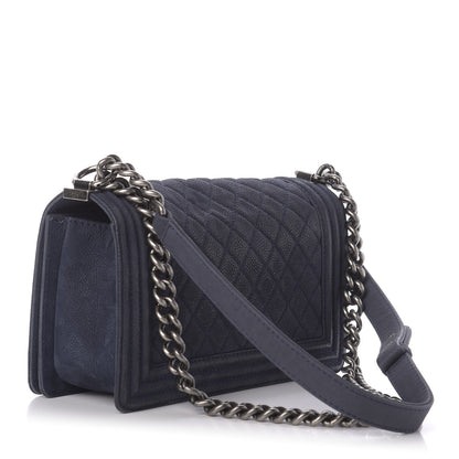 Chanel Iridescent Caviar Quilted Medium Boy Flap Dark Blue 4 of 12