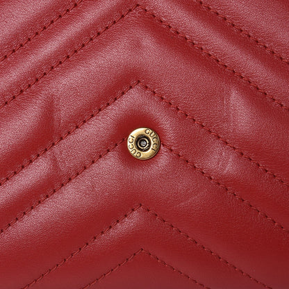 Gucci Calfskin Matelasse Mini GG Marmont Chain Wallet Hibiscus Red 8 of 8
