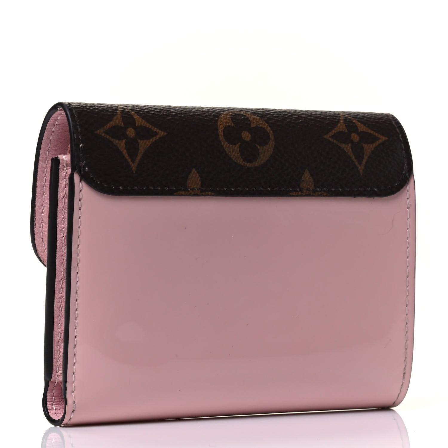 Louis Vuitton Patent Calfskin Monogram Cherrywood Compact Wallet Rose Ballerine 2 of 4