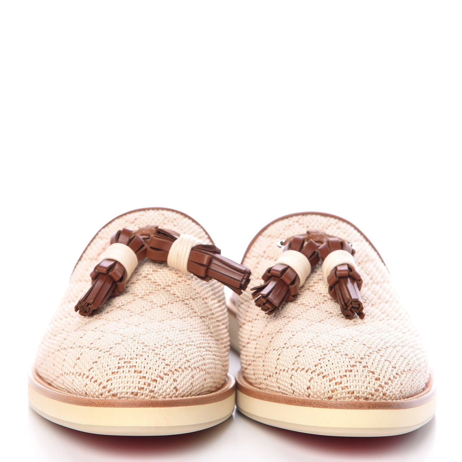 Christian Louboutin Calf Nappa Paille Matelasse Mens Youseffo Flat 40 Beige Cuoio 2 of 7