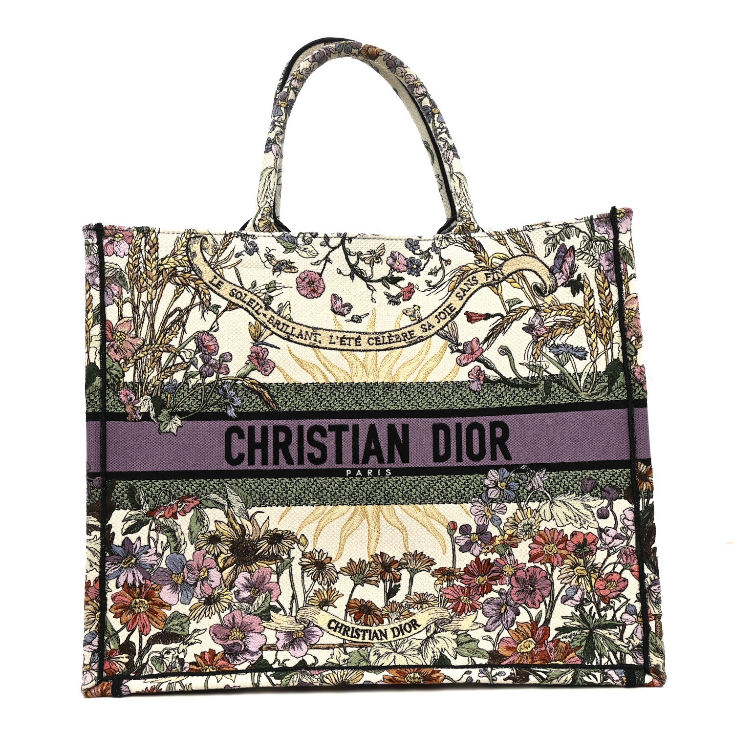 Christian Dior Canvas Embroidered Large 4 Saisons Hiver Soleil Book Tote  Lilac Multicolor 1 of 16