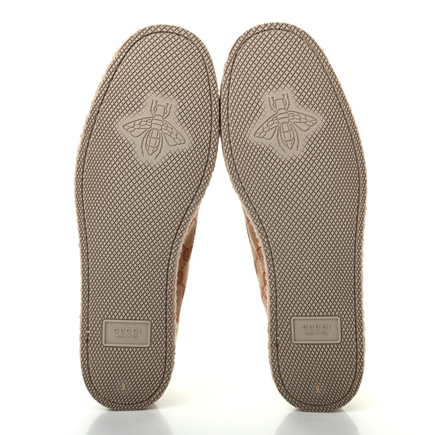 GG Monogram Mens Fria Horsebit Loafers 9 Beige Ruggine