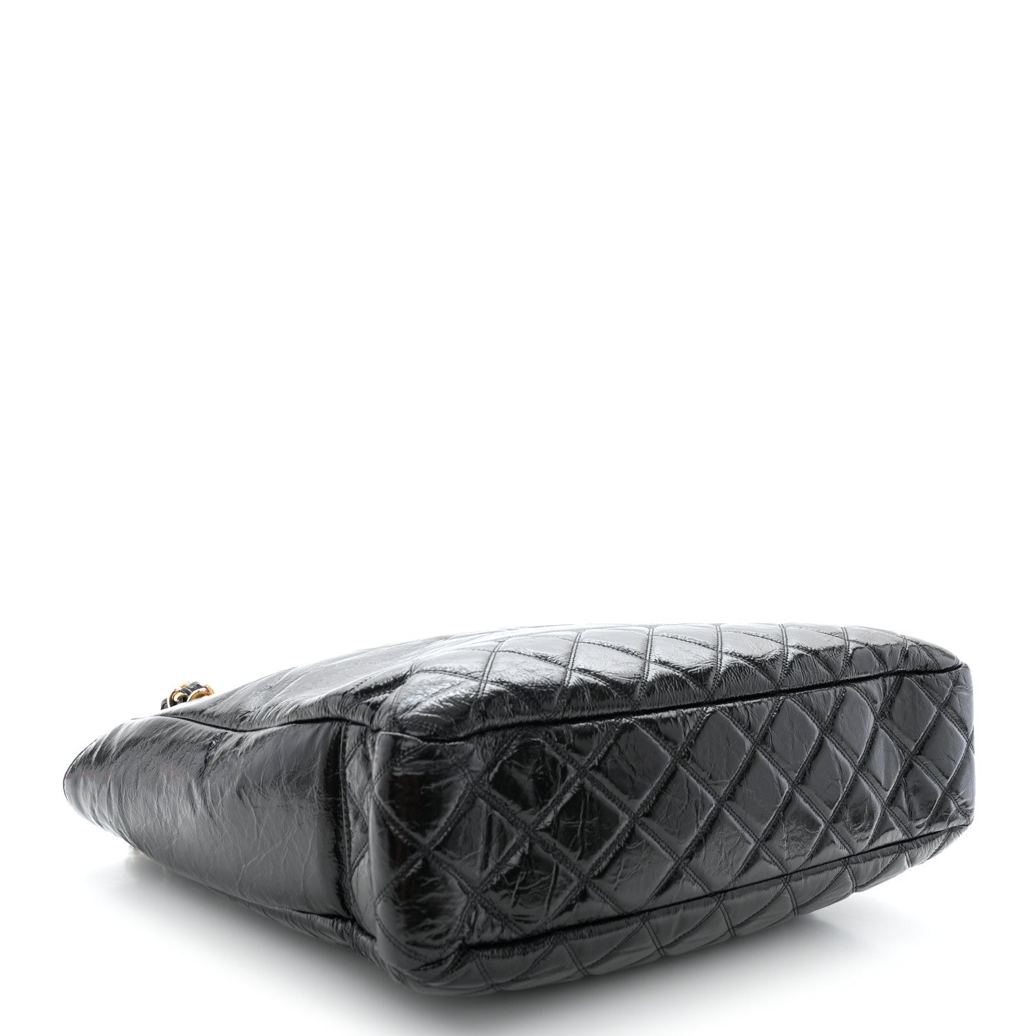 Chanel Shiny Aged Calfskin Quilted Small Shopping Bag Black 4 of 12