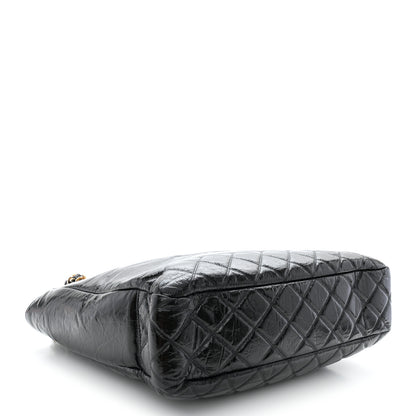 Chanel Shiny Aged Calfskin Quilted Small Shopping Bag Black 4 of 12