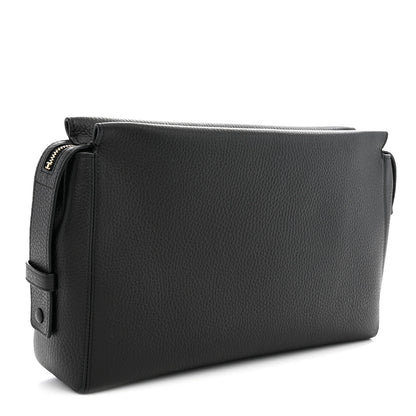 Chanel Grained Calfskin Large Zippered Pouch Black 3 of 10