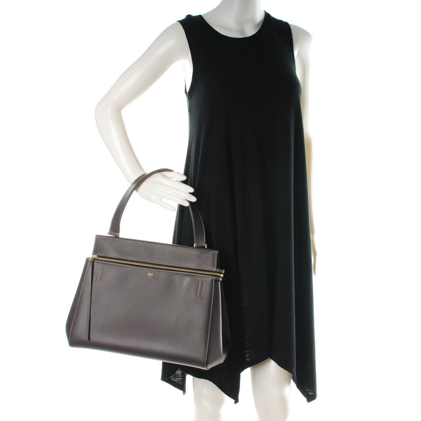 Smooth Calfskin Medium Edge Shoulder Bag Grey