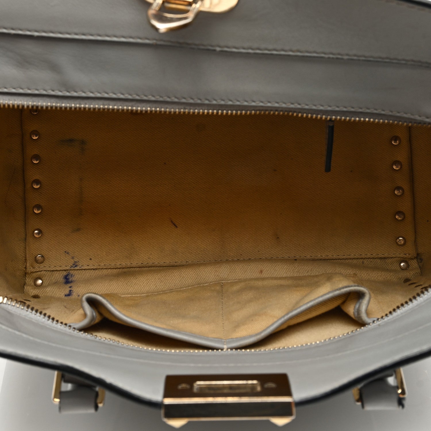 Valentino Garavani Vitello Small Rockstud Double Handle Tote Grey 5 of 9