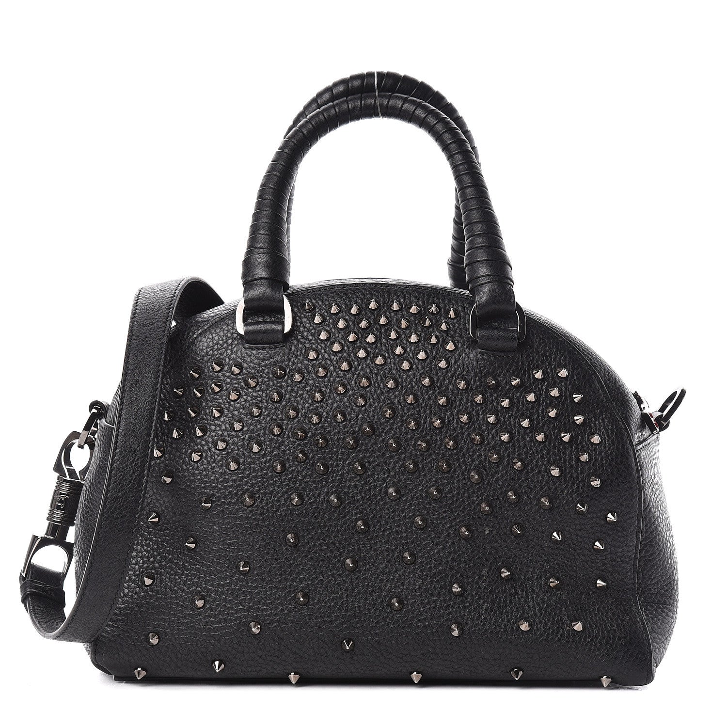 Christian Louboutin Grained Calfskin Studded Satchel Black 1 of 17