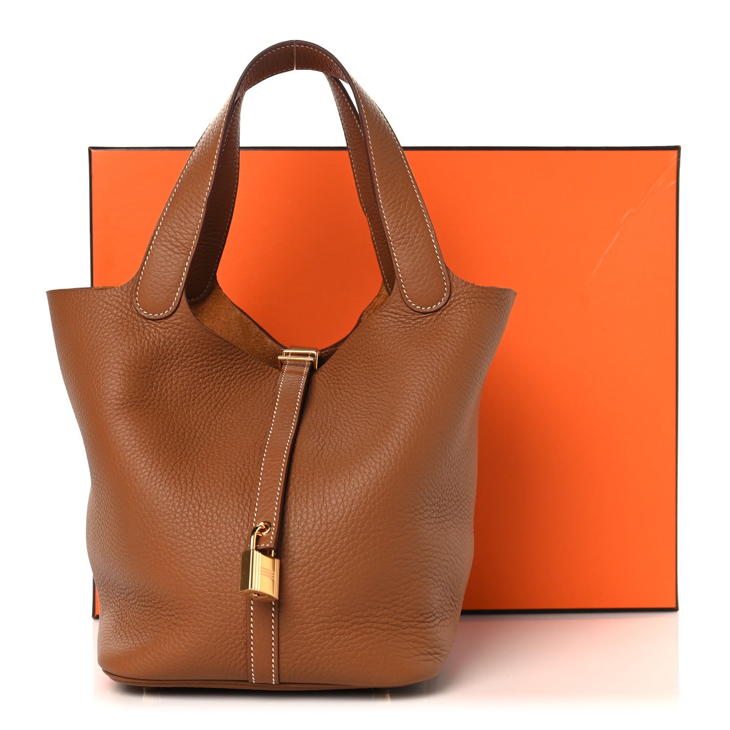 Hermes Taurillon Clemence Picotin Lock 22 MM  Gold 13 of 13