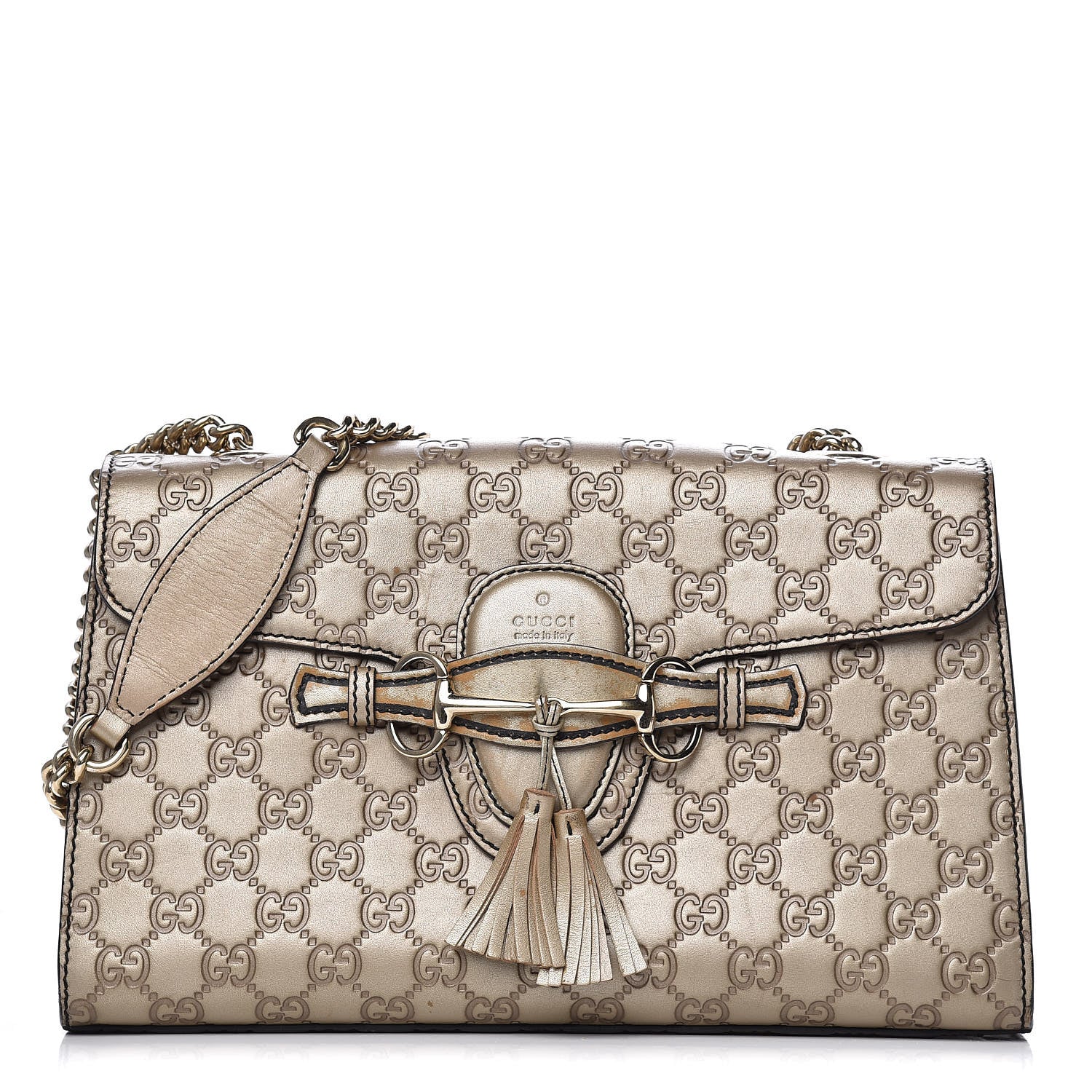 Gucci GG Shine Guccissima Medium Emily Chain Shoulder Bag Gold 1 of 19
