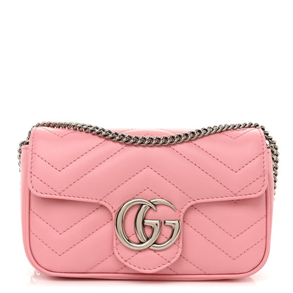 Gucci Calfskin Matelasse Super Mini GG Marmont Shoulder Bag Wild Rose 1 of 11