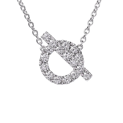 Hermes 18K White Gold Diamond Finesse Pendant Necklace 4 of 7