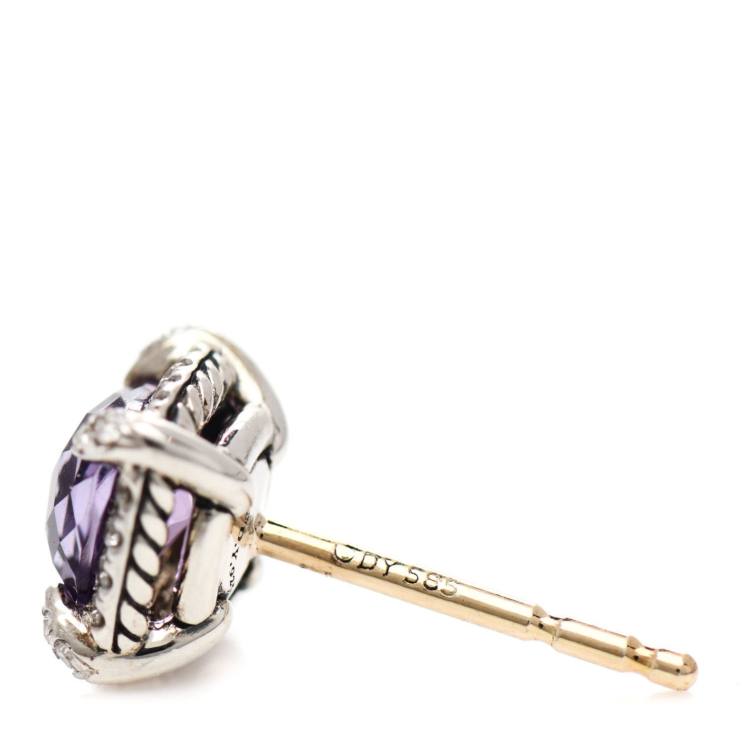 David Yurman Sterling Silver Diamond Amethyst Chatelaine Earrings 5 of 6