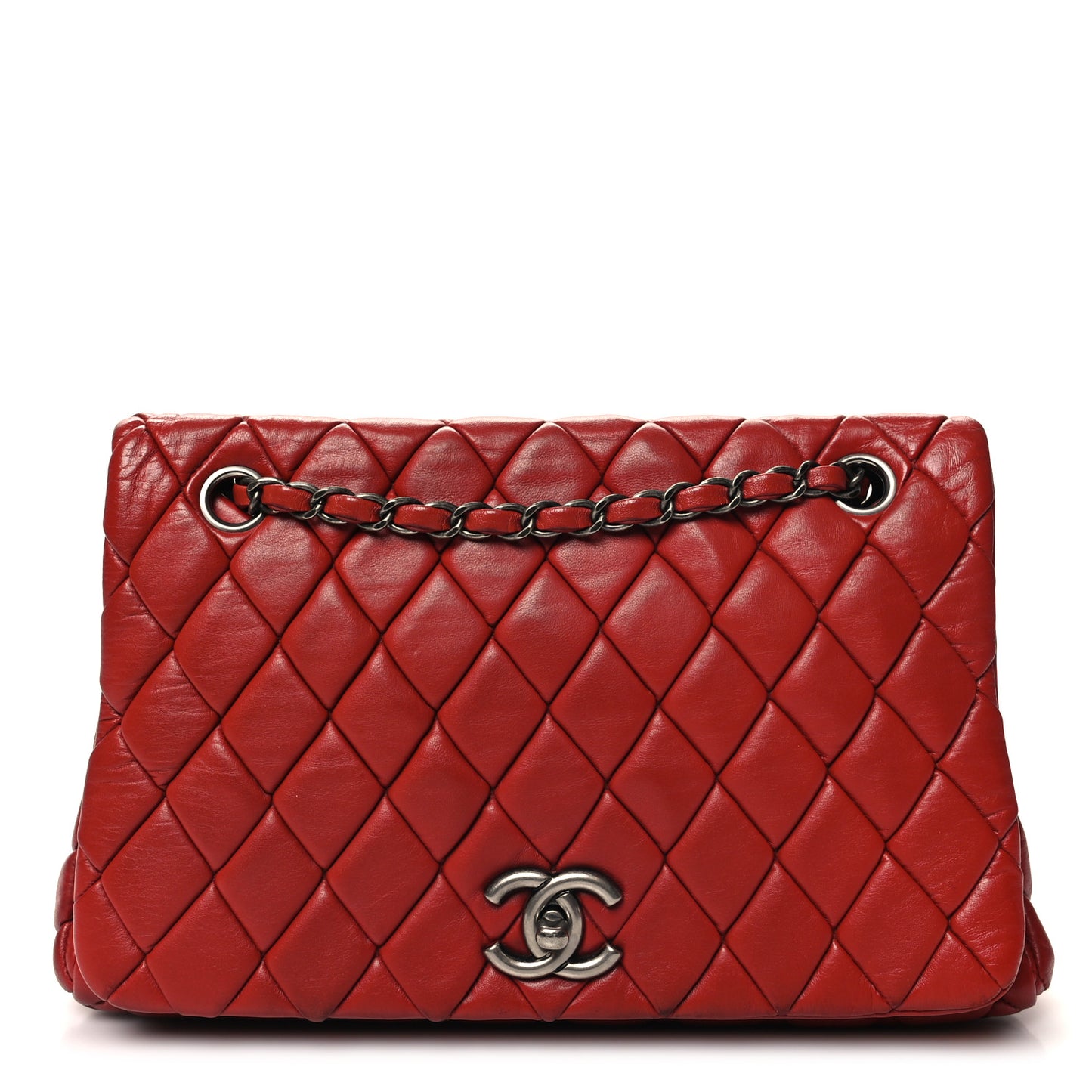 Lambskin Large New Bubble Flap Red