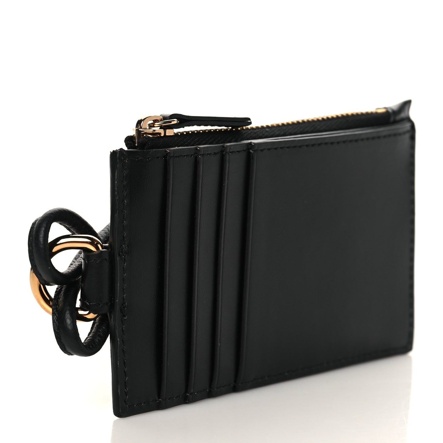 Calfskin Logo Medusa Lanyard Wallet Black