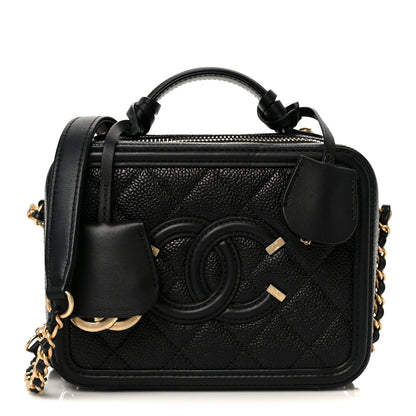 Chanel Caviar Quilted Small CC Filigree Vanity Case Black 1 of 10