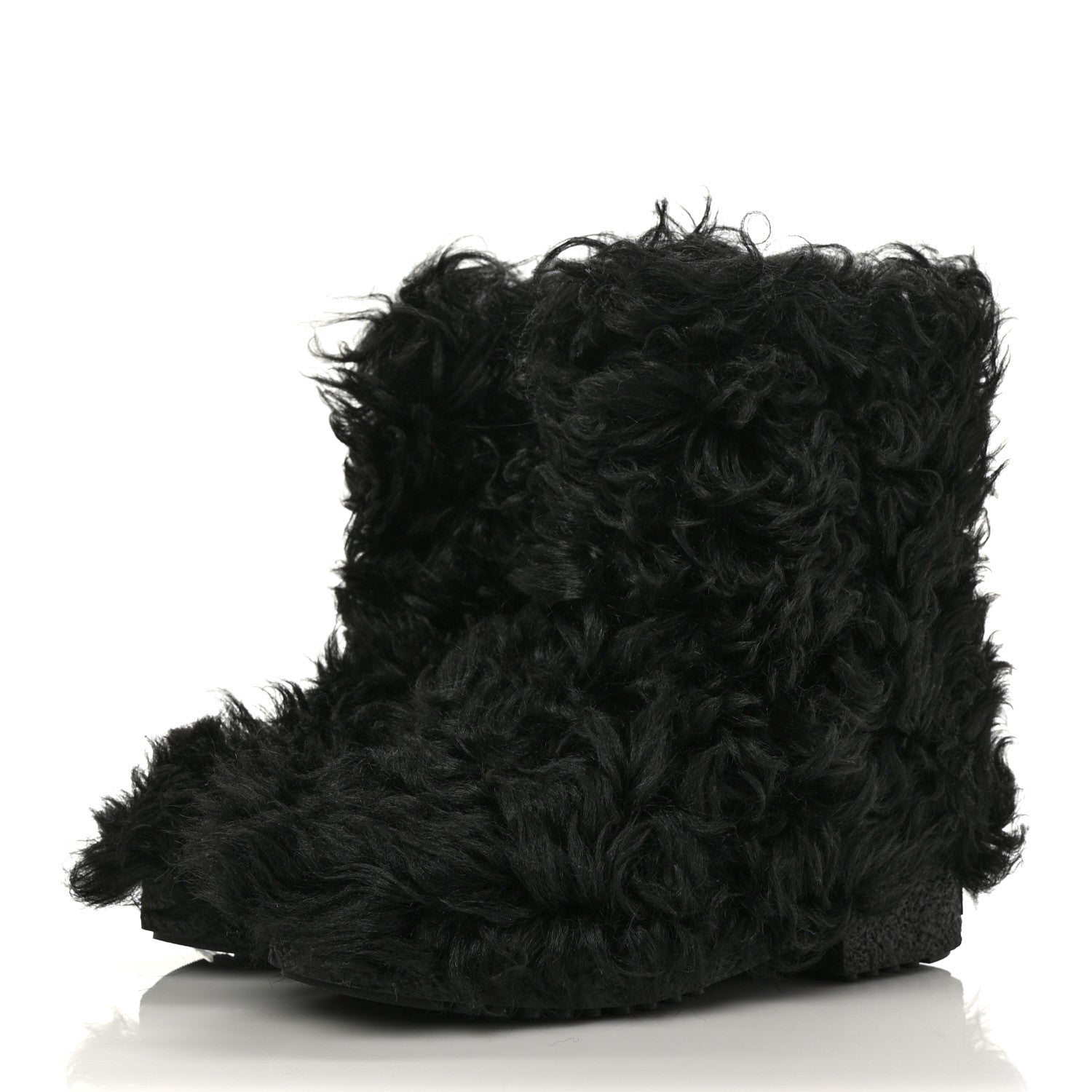 Saint Laurent Shearling Lamb Boots 38 Black 3 of 3