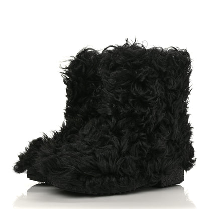 Saint Laurent Shearling Lamb Boots 38 Black 3 of 3