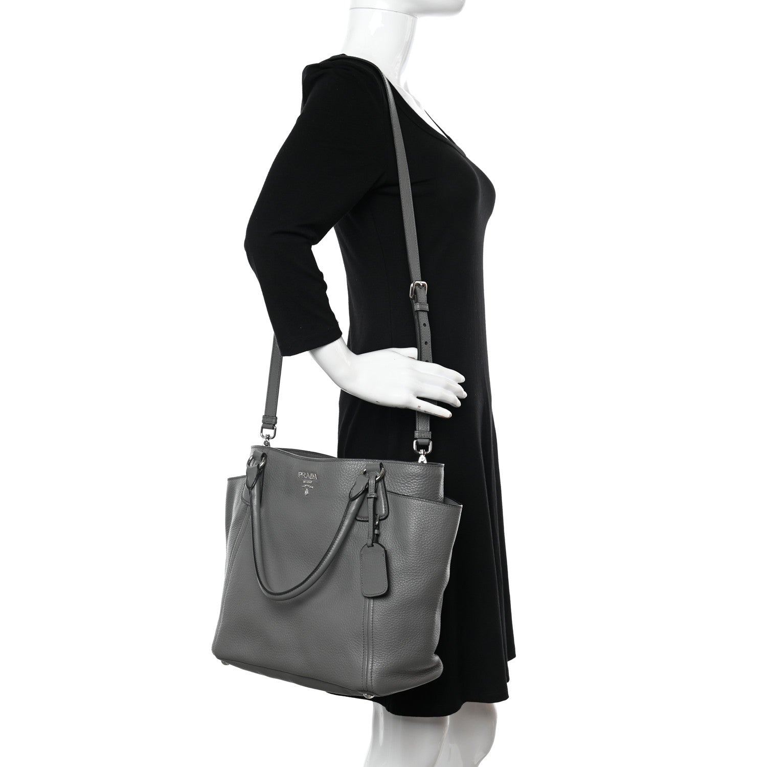 Prada Vitello Daino Side Pocket Tote Marmo 2 of 18