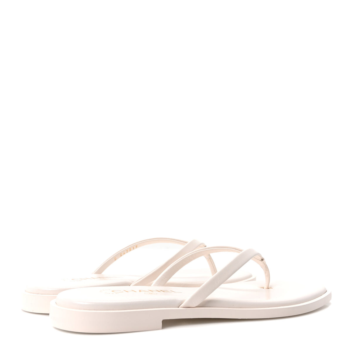 Chanel Goatskin CC Times Square Thong Sandals 38 White 5 of 10