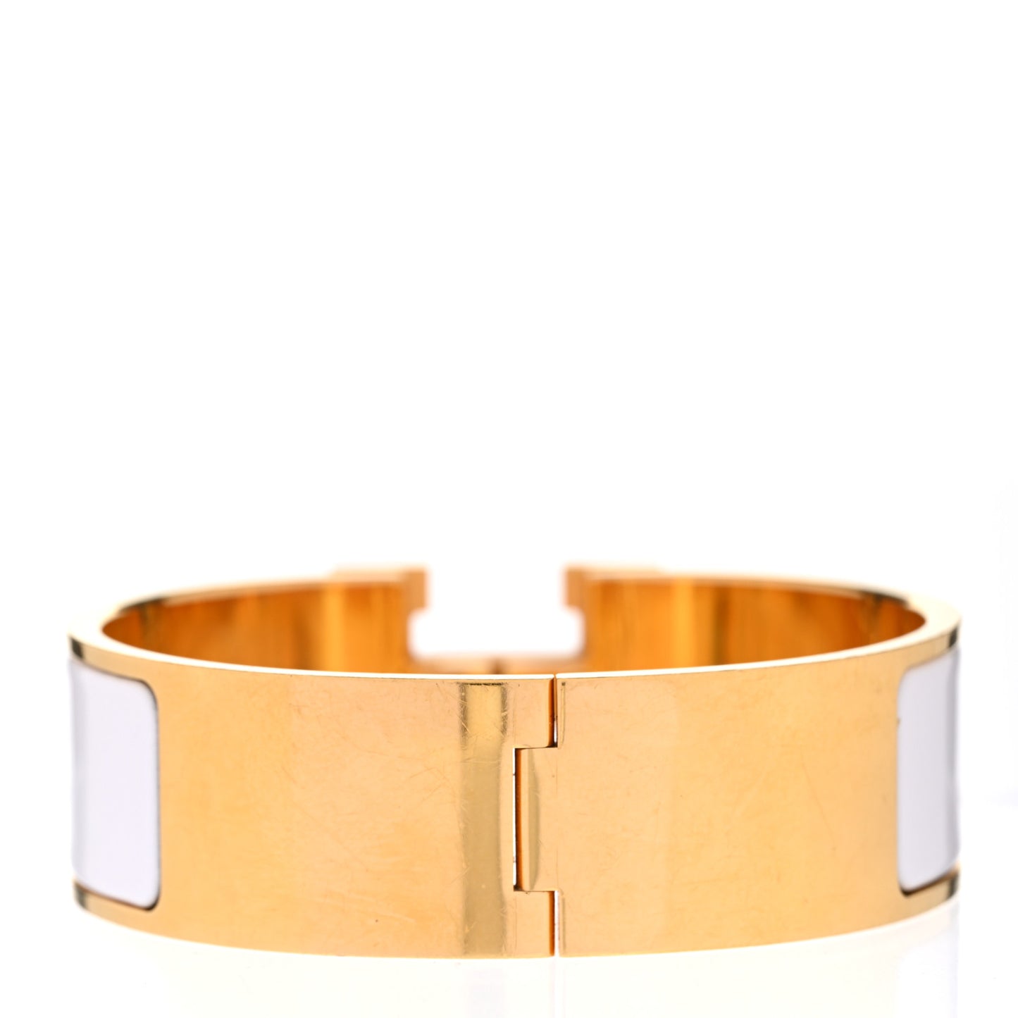 Enamel Wide Clic Clac H Bracelet GM White